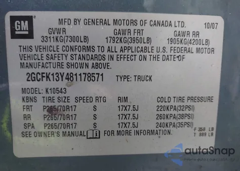 2008 Chevrolet Silverado 1500 Lt1 z USA, uszkodzony, nr VIN 2GCFK13Y481178571